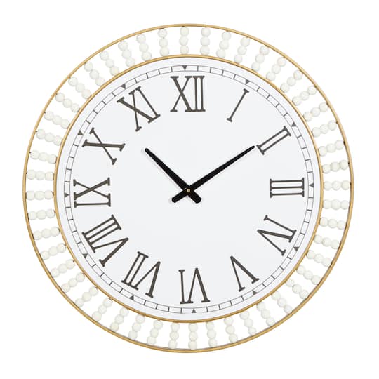 White Metal Contemporary Wall Clock, 24" x 24" x 2"